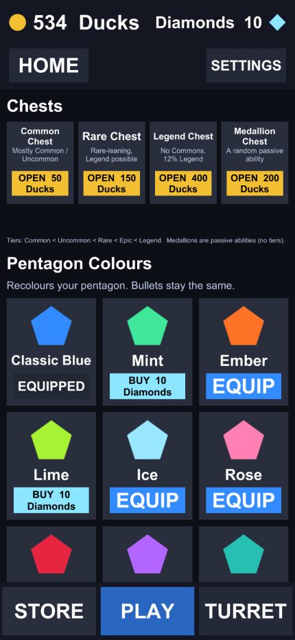 The store: chests, colour schemes and codes